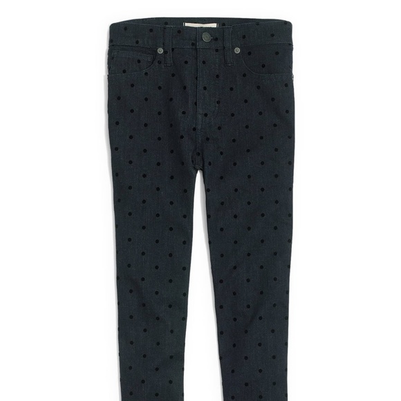 ❌❌SOLD❌❌ MADEWELL Flocked Dot 9" Skinny Jeans - Picture 4 of 8